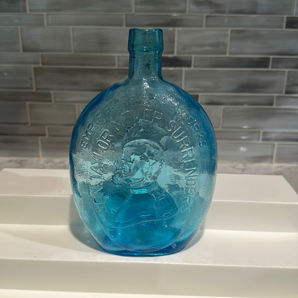 General Taylor, vintage blue glass decanter